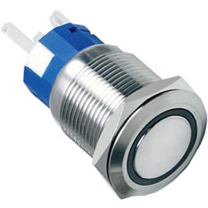 19-C1 19mm 5A 1NO2NC self-locking flat ring illuminated push button switch