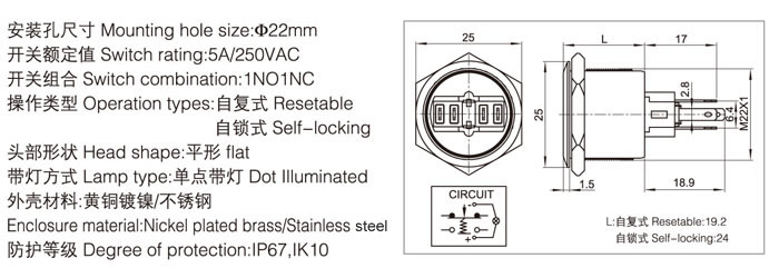 22-a2-push-button-switch-specification