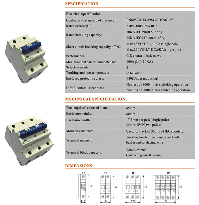 L7-100 High Protective Grade Mini Circuit Breaker