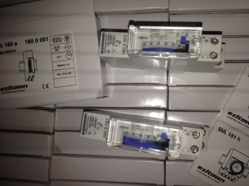 single pole modular timer Distribution board, circuit breaker, fish tape, cable marker,anti