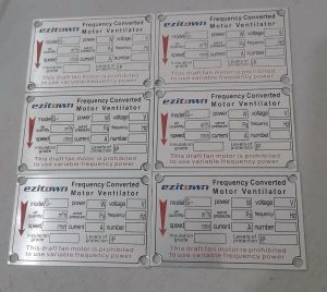 name plate of cooling fan
