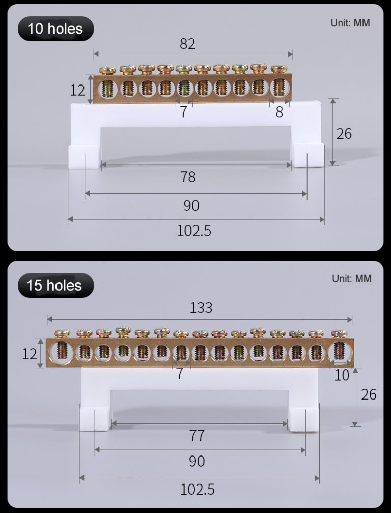 Neutral bar terminal block bridge type neutral line wiring copper row
