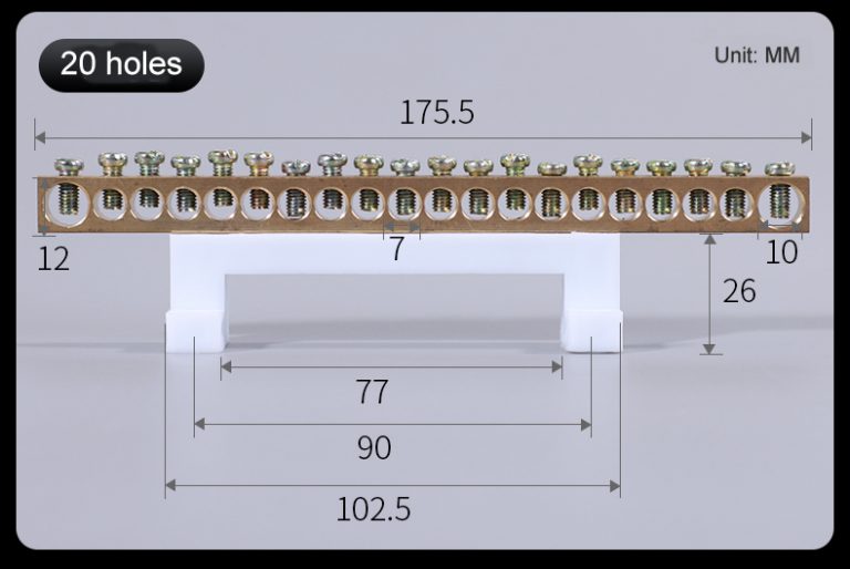 Neutral bar terminal block bridge type neutral line wiring copper row