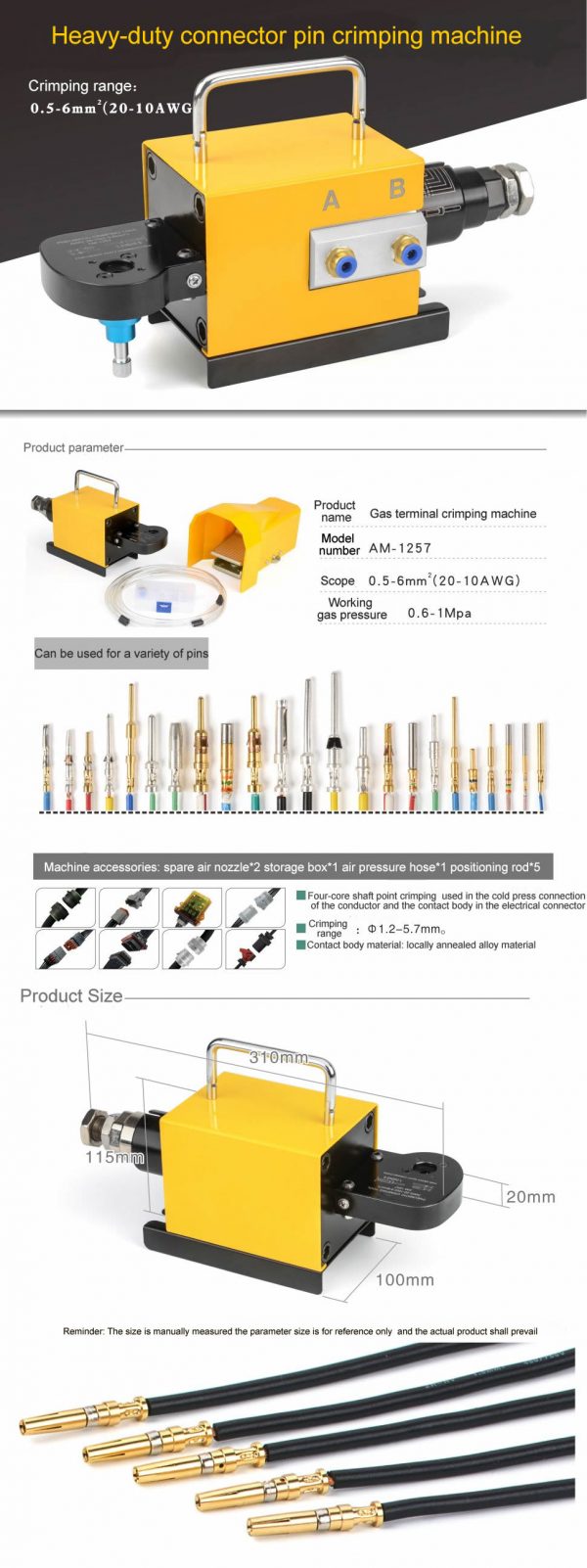 Pneumatic aviation terminal four-core coaxial crimping machine, heavy ...